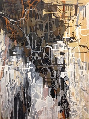 Shelley Heffler; On The Diagonal, 2013, Original Painting Acrylic, 48 x 36 inches. Artwork description: 241       Abstract landscape, urban, environment, digital, map, geometric, organic, linear, colorful       ...