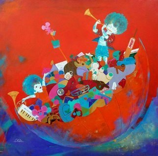 Shiv Kumar Soni; THE DREAMS OF CHILDHOOD, 2016, Original Painting Acrylic, 30 x 30 inches. Artwork description: 241  in my paintings i want to show the things which i have seen and observed in the childhood. I enjoyed very much with beautiful thing like kites, birds, ballons, toys, tradys, hats, and playing in rainy weather, imagining ownself over the clouds, flying with kites and many ...