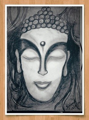 Shweta Jaiswal; Buddha, 2014, Original Drawing Charcoal, 2 x 15 inches. Artwork description: 241  Buddha face with charcoal ...