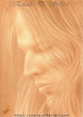 Enaile D. Siffert; Portrait Of David Gilmour, 2009, Original Drawing Pencil, 21 x 30 cm. Artwork description: 241  Portrait of young David Gilmour ( from Pink Floyd) . Sepia lead on paper. 