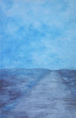 Anna Balashova; The Way, 2007, Original Painting Oil, 40 x 60 cm. Artwork description: 241  Expressionism, the way, Tao, meditation, emptiness, road, sea, blue, buddha, meaning, life   ...