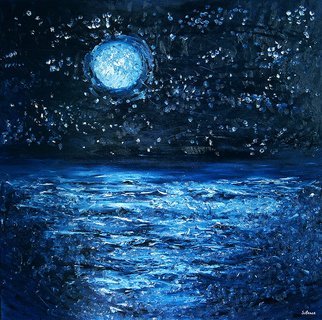 Anna Balashova; Without, 2012, Original Painting Oil, 60 x 60 cm. Artwork description: 241  Expressionism, sea, ocean, night, moon, freedom, stars, blue, waves, vacation  ...