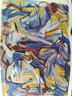 Natalia Vostrikova; Power Soldier And Women, 1990, Original Painting Oil, 300 x 200 cm. Artwork description: 241 Large sizework on distance.  Paintingwas placed on wall in Bank lobby in Malmo, Sweden.  Strong brash makes deep layers of colors...