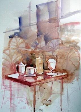 Sipos Lorand; Morning Cafe, 2008, Original Watercolor, 21 x 29 cm. 