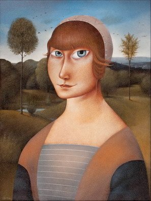 Slavko Krunic; Permanent Passerby, 2011, Original Painting Oil, 60 x 80 cm. Artwork description: 241  Surrealistic portrait of a Renaissance woman ...