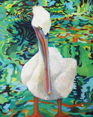 Sharon Nelsonbianco; Curious Birds RALPH, 2014, Original Painting Acrylic, 16 x 20 inches. Artwork description: 241              contemporary art, acrylic painting, waterscape, birds, , nature, water, tranquility, peace, wildlife, , series format, Sharon Nelson- Bianco, southern artist, , colorful, colorist, Florida, water birds, expressionist, Florida artist, Florida, wildlife, water fowl, vivid, expressionism             ...
