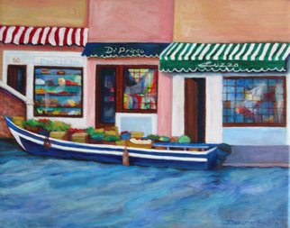 Sharon Nelsonbianco; Venice Canal Produce Boat, 2013, Original Painting Acrylic, 16 x 12 inches. Artwork description: 241 contemporary art, acrylic painting, waterscape, birds, , nature, water, tranquility, peace, wildlife, , series format, Sharon Nelson- Bianco, southern artist, , colorful, colorist, Florida, water birds, expressionist, Florida artist, Florida, wildlife, water fowl, vivid, expressionism, Europe, Italy, travel, shops, indoor     ...