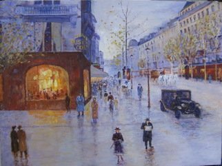 Slobodan Paunovic; Along The Street 1930 Y, 2017, Original Painting Oil, 31 x 24 inches. Artwork description: 241 paintings, paris, love, people, oil on canvas, ...
