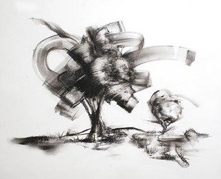 Paul Fitzgerald; Swirling Wind, 2010, Original Drawing Charcoal, 19 x 24 inches. Artwork description: 241  Abstract technique continued with a more recognizable object, a tree landscape ...