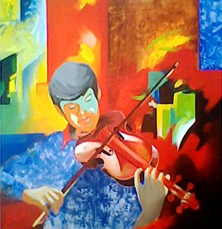 Braj Kishor; Violin, 2010, Original Painting Acrylic, 36 x 36 inches. 