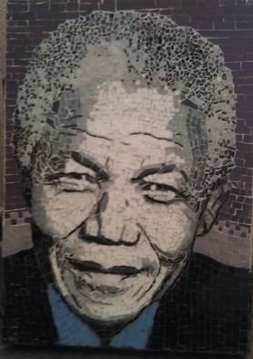 Dalene Smit; Madiba, 2012, Original Mosaic, 31 x 43 cm. Artwork description: 241   stained glass on wood  ...