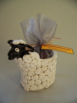 Suzanne Noll; Ceramic Sheep Potpourri V..., 2011, Original Sculpture Mixed, 4.5 x 7.5 inches. Artwork description: 241         This ceramic Sheep potpourri vase comes with a bag of Apple Cider Potpourri to be both a great decorative piece as well as filling your home with pleasant fragrances. Some believe the symbolism of sheep is that of great wealth both spiritually and financially. In this economy, ...