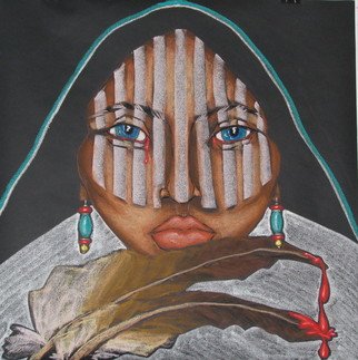 Jacqueline Rudolph; Female Plight, 2007, Original Pastel, 36 x 36 inches. Artwork description: 241    expressionistic portrait of Native American women.   ...