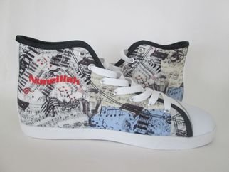 Naomi Johnson; Abstract Of Music Notes, 2016, Original Digital Art,   inches. Artwork description: 241  Abstract digital design on high top sneakers.  ...
