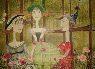 Susan A. Piazza; Three At Tea, 2009, Original Painting Acrylic, 4 x 3 feet. 