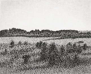 Keith Thrash; Landscape, 1991, Original Printmaking Lithography, 3 x 2 inches. Artwork description: 241  Pencil over print of hills north of Livingston. ...