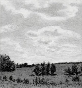 Keith Thrash, 'Luminous Clouds', 1986, original Drawing Pencil, 7 x 7  inches. Artwork description: 1911  Hillside above Livingston, on Interstate 59. ...