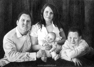 Anna Shipstone; Family Group In Pencil, 2011, Original Drawing Pencil, 16 x 12 inches. Artwork description: 241  A3 Pencil portrait      ...