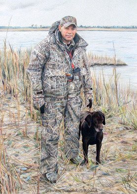 Anna Shipstone; Hunter With Dog, 2010, Original Drawing Pencil, 8 x 10 inches. Artwork description: 241  coloured pencil portrait    ...