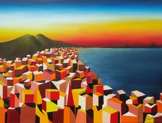Massimiliano Stanco; Napoli, 2008, Original Painting Oil, 48 x 36 inches. Artwork description: 241  The Bay of Naples at Sunset...