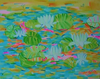 Stella Spiridonova; Fancy Lilies, 2009, Original Painting Acrylic, 20 x 16 inches. Artwork description: 241  Fancy lilies with bright accents to play   sun reflections between the leaves and blooming white water flowers. Average acrylic thickness, brush, transparent background.   ...