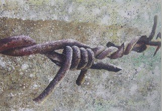 Steve Coughlin; Barbed Wire, 2010, Original Painting Acrylic, 47 x 33 inches. Artwork description: 241  close up image of barbed wire painted on heavily textured box canvas  ...