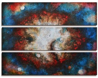 Steve Hunsicker; Between The Light, 2014, Original Painting Acrylic, 49 x 36 inches. Artwork description: 241  Triptych. Heavy textured multiglazed mixed media painting including drawings and phrases between layers ...