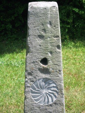 Nils Kulleseid; Stone Hitching Post Spiral, 2009, Original Sculpture Limestone, 5 x 15 inches. Artwork description: 241 Natural bluestone hitching post with carvingCommemorative...