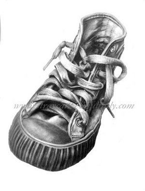 Robert Cheng; Shoe, 2006, Original Drawing Pencil, 9 x 12 inches. Artwork description: 241  My first ever serious graphite pencil drawing based on an image from a magazine.  9. 0 ...