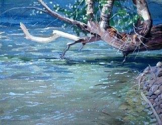 Sue Jacobsen, 'A Shady Place For Fish To Lurk', 1998, original Painting Oil, 14 x 11  x 2 inches. Artwork description: 1911 A likely place to drop a fishing line, or pleasant place to watch the stream' scolors and reflections. ...