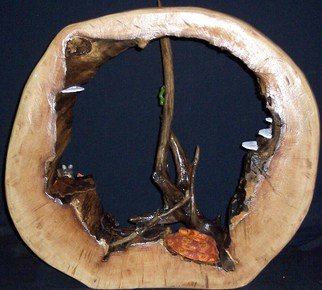 Janice Young; Bed And Breakfast, 2014, Original Mixed Media, 22 x 19 inches. Artwork description: 241   Log cross section, drift wood, porcelain, oil paint, finishers                              ...