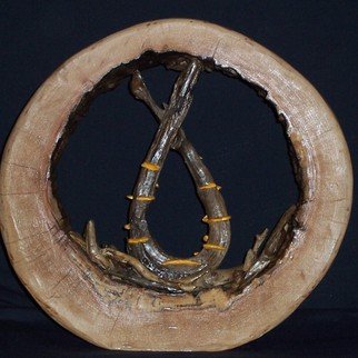 Janice Young; Seccesssion 2, 2013, Original Mixed Media, 15 x 15 inches. Artwork description: 241       Log cross section, porcelain, stain, paint, and finish                            ...