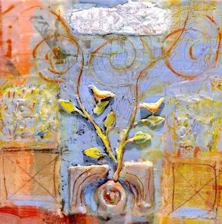 Susan Leopold; Growth, 2005, Original Mixed Media, 36 x 36 inches. Artwork description: 241 Mixed media, collage and encaustic on panel. This painting is about spiritual growth ...