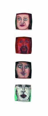 Suzanne Benton; Ireland Portrait Boxes  Inside, 2004, Original Sculpture Other, 8 x 44 inches. Artwork description: 241  Back views, mixed media, inside of two sided face box portraits, multilayers, multicultural, collage ...
