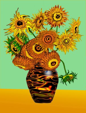 Li Su; Sun Flower, 2008, Original Digital Drawing, 38.6 x 50.4 inches. Artwork description: 241  van gogh ...