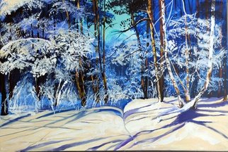 Rajni Ayapilla; Snowy Landscape, 2018, Original Painting Acrylic, 36 x 24 inches. Artwork description: 241 A landscape painting again with a snowfall amidst the sunny morning. Just feel the freshness of the snow and the woods. Both are cool  Isn t it ...