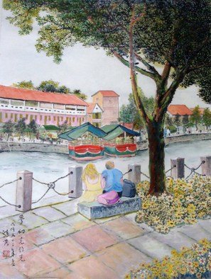 Heng Tan; Clarky Singapore River, 2013, Original Watercolor, 34 x 44 cm. 