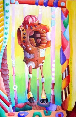 Viktoria Zhornik; Mechanism, 2012, Original Painting Acrylic, 50 x 80 cm. Artwork description: 241  machines, the positive, the robot figure, futurism, bright, mechanism ...