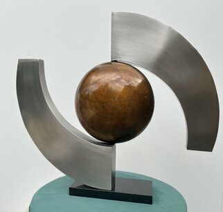 Ted Schaal; Vortex I, 2023, Original Sculpture Bronze, 28 x 24 inches. Artwork description: 241 Vortex I is bronze and stainless steel. It is mounted to a black granite base. ...