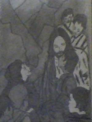 Themis Koutras; Jesus Christ Little Children, 2017, Original Drawing Pencil, 8 x 12 inches. Artwork description: 241 This is a picture of JESUS CHRIST in the market place with little childrensold in prints sent by e mail cost for any of my prints 50. 00 U S each...