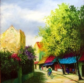 Nguyen Huu Thuan; Hanoi In The Autumn Afternoon, 2007, Original Painting Oil, 36 x 36 inches. Artwork description: 241  Painting description Hanoi old street followartist memo, Now change already. ...