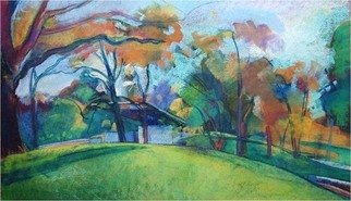 Timothy King; Wing Park Band Shell In Autumn, 2008, Original Pastel, 25 x 16 inches. 