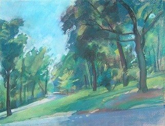 Timothy King; Wing Park Roadway, 2008, Original Pastel, 16 x 12 inches. 