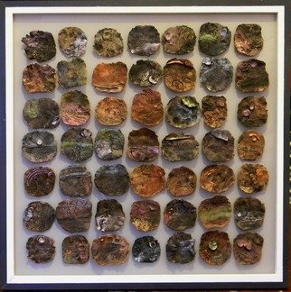 Timothy Scott; Playing In The Mud 49 Times, 2011, Original Mixed Media, 34 x 34 inches. Artwork description: 241   49 individually sculpted, high fired porcelain tiles that are then painted with acrylic paint and mounted on a clear sheet of 1/ 4