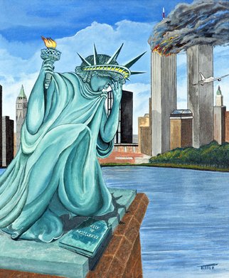Robert Tittle; PERILS OF LIBERTY   , 2004, Original Painting Acrylic, 16 x 20 inches. Artwork description: 241  Acrylic Paintings/ Liberty/ Art by Tittle/New York/ World conflict/ Statue of Liberty/     ...