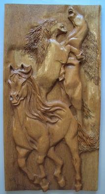 Ton Dias; Horses Wood Carving , 2012, Original Sculpture Wood, 30 x 60 cm. Artwork description: 241  Horse wood carving created by Ton Dias, brazilian wood carver and sculptor. ...
