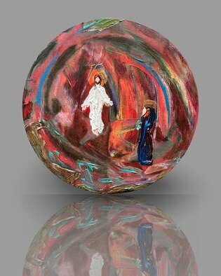 Paulo Medina; Talking With The Risen Lord, 2023, Original Painting Acrylic, 20 x 20 cm. Artwork description: 241 Circular acrylic painting...