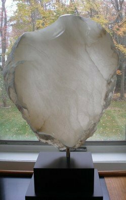 Terry Mollo; Guarded Heart, 2011, Original Sculpture Stone, 14 x 22 inches. Artwork description: 241  Italian white translucent alabaster. Light passes through revealing veins and faults. A human shield- like form creates a white translucent armour. ...