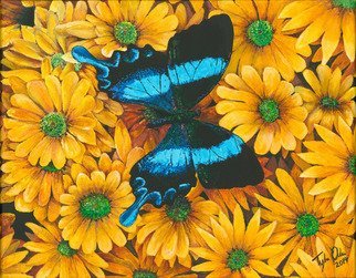 Tylor Adair; In Blue, 2016, Original Painting Acrylic, 11 x 14 inches. Artwork description: 241 Nature has its way of showing us immense beauty. This piece displays a lovely contrast between the flowers and the butterfly. The wings and its ornate detail, enhance the focal point, bring it closer to the viewer. This leave a presence ofserenity and comfort. ...