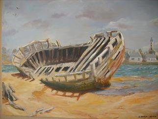 Gerard Bahon; After Life, 2010, Original Painting Oil, 30 x 24 inches. Artwork description: 241  Original oil painting . Old Tuna Boat finish its life on a beach in Brittany  ...